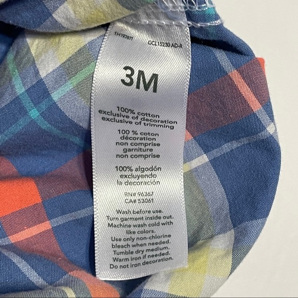 OSHKOSH B'GOSH PLAID ONE PIECE SHIRT SIZE 3 Month - Picture 5 of 6